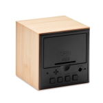 Relógio despertador em caixa de bambu cor madeira sétima vista
