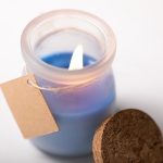 Velas para brindes coloridas em frasco de vidro Vanilla cor azul terceira vista