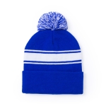 Gorro de inverno personalizado com pompom e detalhe branco PomPom cor azul primeira vista