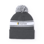 Gorro de inverno personalizado com pompom e detalhe branco PomPom cor cinzento segunda vista