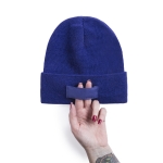 Gorros para publicidade com etiqueta frontal cor azul segunda vista