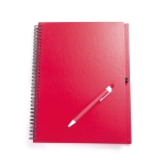Caderno A4 com argolas e caneta para oferecer cor vermelho segunda vista