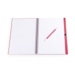 Caderno A4 com argolas e caneta para oferecer cor vermelho quarta vista