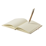 Caderno e caneta de cortiça e palha de trigo cor natural primeira vista