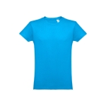 T-shirts personalizáveis em 100% algodão cor ciano primeira vista