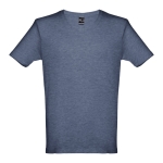 T-shirt de algodão personalizável com o logo cor azul mesclado