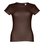 T-shirt de senhora para imprimir o logotipo cor castanho