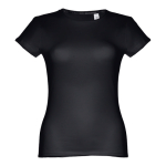 T-shirt de senhora para imprimir o logotipo cor preto