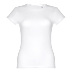 T-shirt de senhora para imprimir o logotipo cor branco