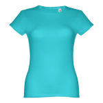 T-shirt de senhora para imprimir o logotipo cor turquesa