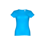 T-shirt de senhora para imprimir o logotipo cor ciano primeira vista