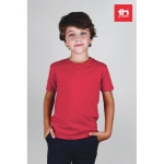 T-shirt promocional para crianças, algodão 190 g/m2 THC Ankara Kids WH cor vermelho vista conjunto