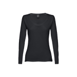 Camisola para mulher manga comprida em algodão 150 g/m2 THC Bucharest cor preto primeira vista