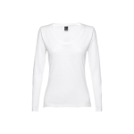 Camisola para mulher manga comprida em algodão 150 g/m2 THC Bucharest cor branco primeira vista