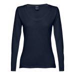 Camisola para mulher manga comprida em algodão 150 g/m2 THC Bucharest cor azul-marinho