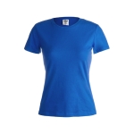 T-shirt de mulher para personalizar com logo cor azul primeira vista