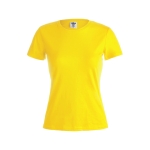 T-shirt de mulher para personalizar com logo cor amarelo primeira vista