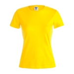 T-shirt de mulher para personalizar com logo cor amarelo primeira vista