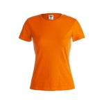 T-shirt de mulher para personalizar com logo cor cor-de-laranja primeira vista