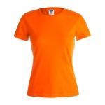 T-shirt de mulher para personalizar com logo cor cor-de-laranja primeira vista