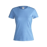 T-shirt de mulher para personalizar com logo cor azul-claro primeira vista