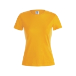 T-shirt de mulher para personalizar com logo cor dourado primeira vista