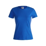 T-shirt de mulher personalizável para brindes cor azul primeira vista