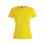T-shirt de mulher personalizável para brindes cor amarelo primeira vista