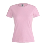 T-shirt de mulher personalizável para brindes cor cor-de-rosa primeira vista