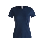 T-shirt de mulher personalizável para brindes cor azul-marinho primeira vista
