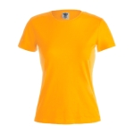 T-shirt de mulher personalizável para brindes cor dourado primeira vista