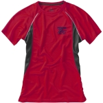 T-shirt desportiva para mulher com logotipo vista impressão serigrafia