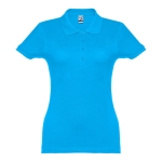 Polo em diversas cores para mulher em algodão 195 g/m2 THC Eve cor ciano