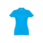 Polo em diversas cores para mulher em algodão 195 g/m2 THC Eve cor ciano primeira vista