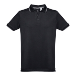 Polos bicolor com corte slim fit em algodão 210 g/m2 THC Rome cor preto