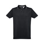 Polos bicolor com corte slim fit em algodão 210 g/m2 THC Rome cor preto primeira vista