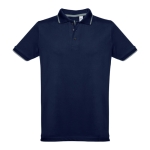 Polos bicolor com corte slim fit em algodão 210 g/m2 THC Rome cor azul