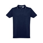 Polos bicolor com corte slim fit em algodão 210 g/m2 THC Rome cor azul primeira vista