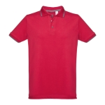 Polos bicolor com corte slim fit em algodão 210 g/m2 THC Rome cor vermelho