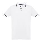 Polos bicolor com corte slim fit em algodão 210 g/m2 THC Rome cor branco