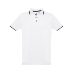 Polos bicolor com corte slim fit em algodão 210 g/m2 THC Rome cor branco primeira vista