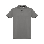 Polos bicolor com corte slim fit em algodão 210 g/m2 THC Rome cor cinzento-escuro primeira vista