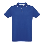 Polos bicolor com corte slim fit em algodão 210 g/m2 THC Rome cor azul real