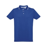 Polos bicolor com corte slim fit em algodão 210 g/m2 THC Rome cor azul real primeira vista