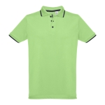 Polos bicolor com corte slim fit em algodão 210 g/m2 THC Rome cor verde-claro