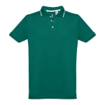 Polos bicolor com corte slim fit em algodão 210 g/m2 THC Rome cor verde-escuro