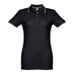 Polos bicolor em algodão personalizáveis para mulher 210 g/m2 THC Rome cor preto