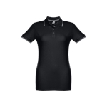 Polos bicolor em algodão personalizáveis para mulher 210 g/m2 THC Rome cor preto primeira vista