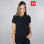 Polos bicolor em algodão personalizáveis para mulher 210 g/m2 THC Rome cor preto