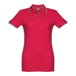 Polos bicolor em algodão personalizáveis para mulher 210 g/m2 THC Rome cor vermelho